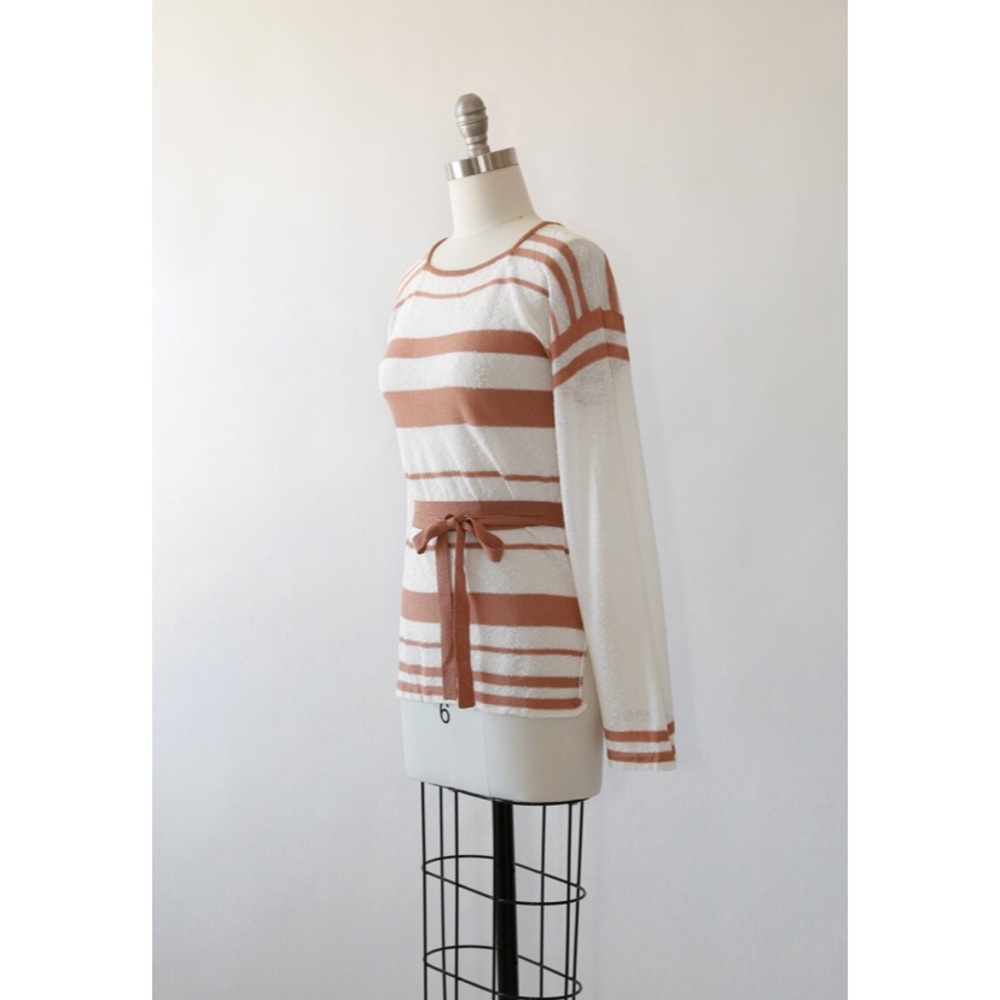 Vintage 70s Saks Fifth Avenue striped knit top | crochet knit sweater - Picture 7 of 8